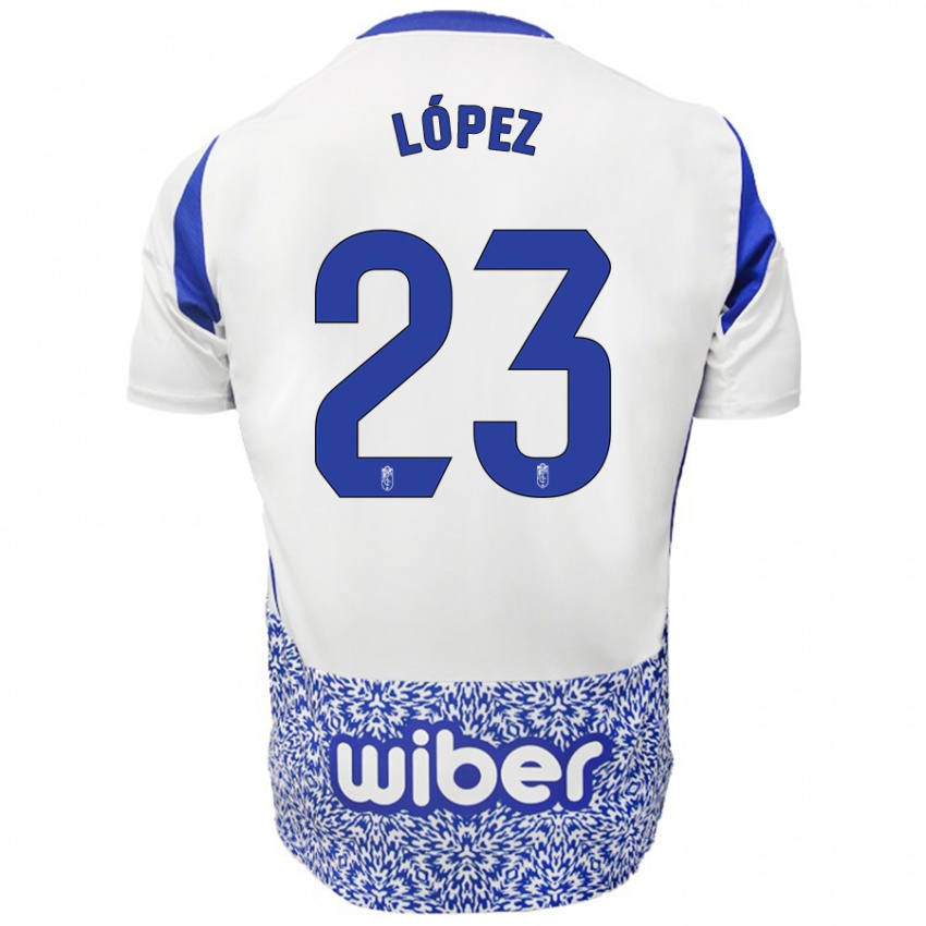 Criança Camisola Diego López #23 Azul Branco Alternativa 2024/25 Camisa