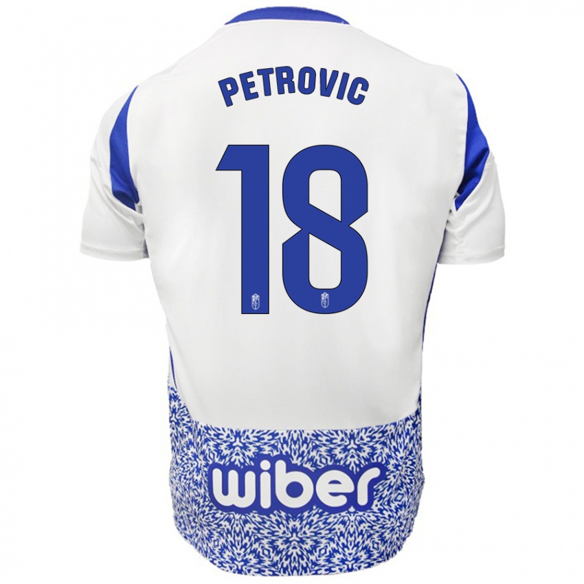 Criança Camisola Njegos Petrovic #18 Azul Branco Alternativa 2024/25 Camisa