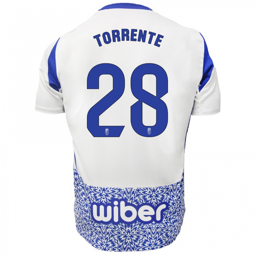 Criança Camisola Raúl Torrente #28 Azul Branco Alternativa 2024/25 Camisa