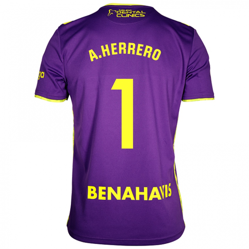 Criança Camisola Alfonso Herrero #1 Amarelo Roxo Alternativa 2024/25 Camisa