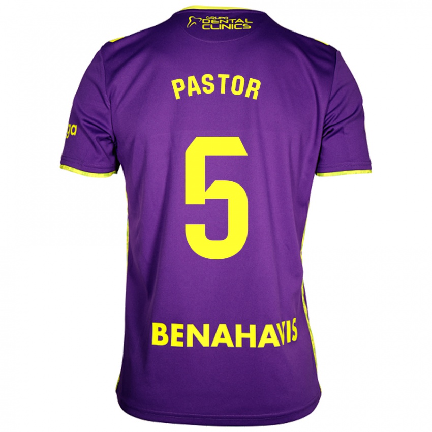 Criança Camisola Álex Pastor #5 Amarelo Roxo Alternativa 2024/25 Camisa