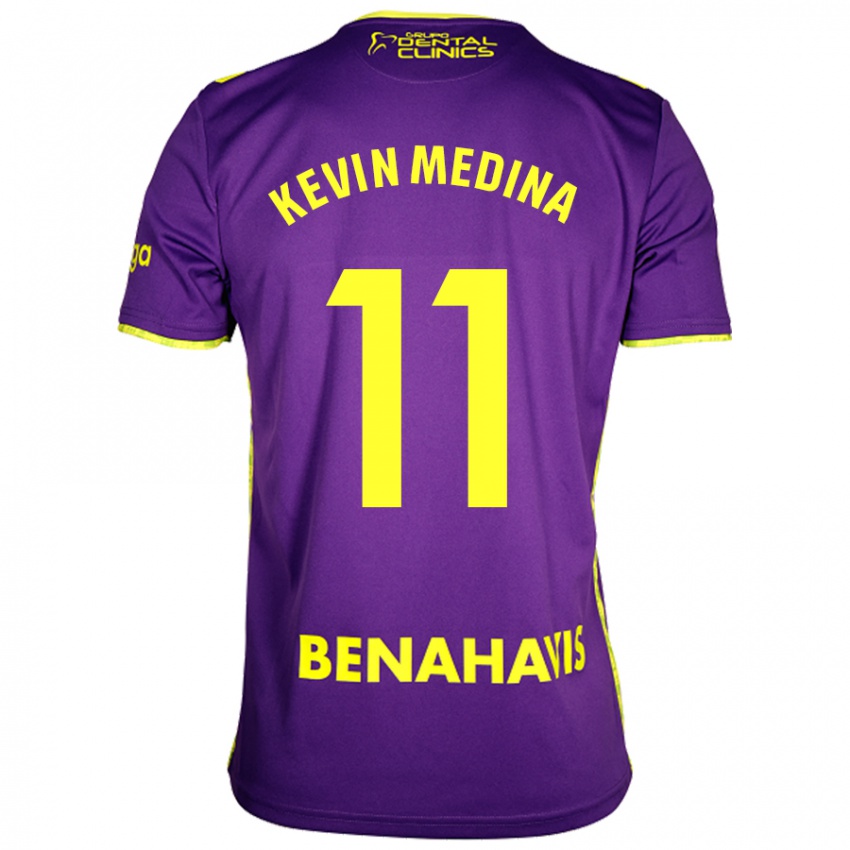 Criança Camisola Kevin Medina #11 Amarelo Roxo Alternativa 2024/25 Camisa