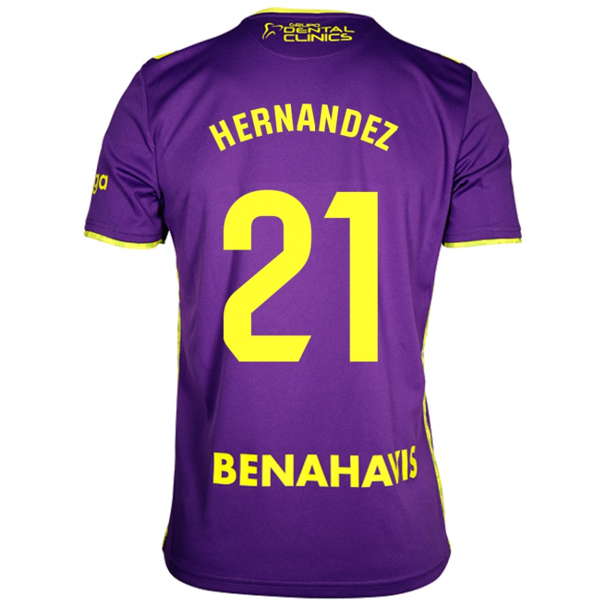 Criança Camisola Juan Hernández #21 Amarelo Roxo Alternativa 2024/25 Camisa