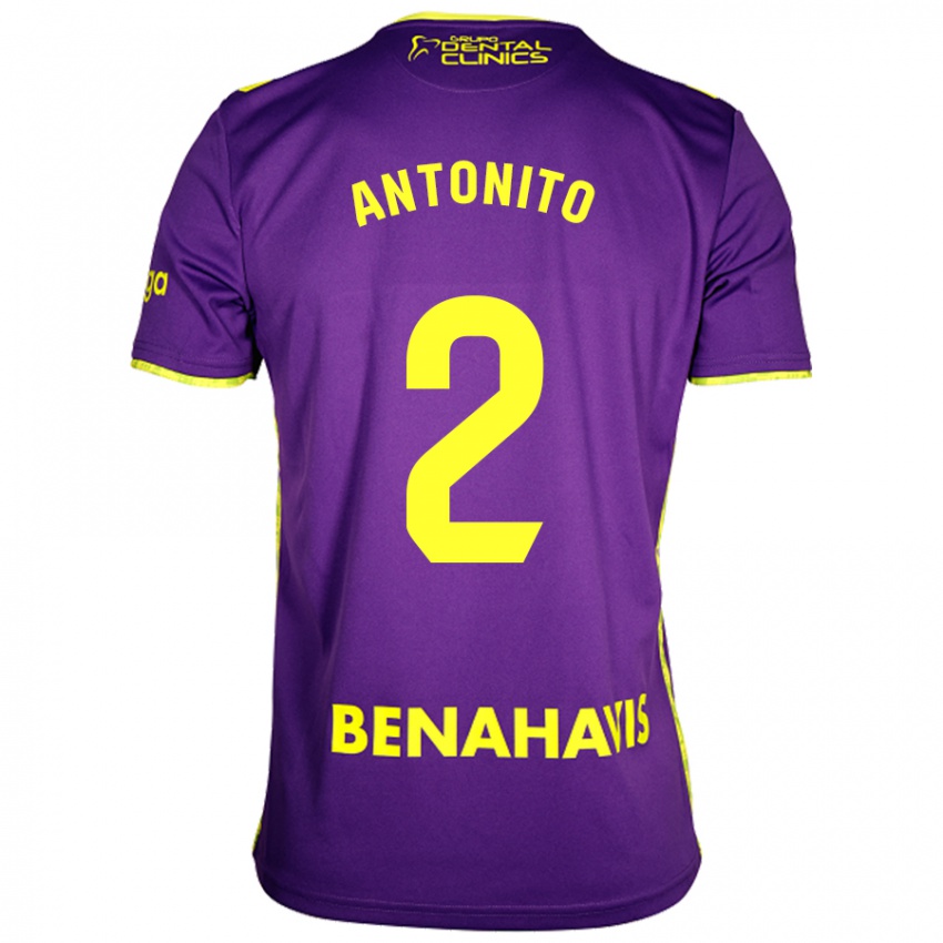 Criança Camisola Antoñito #2 Amarelo Roxo Alternativa 2024/25 Camisa