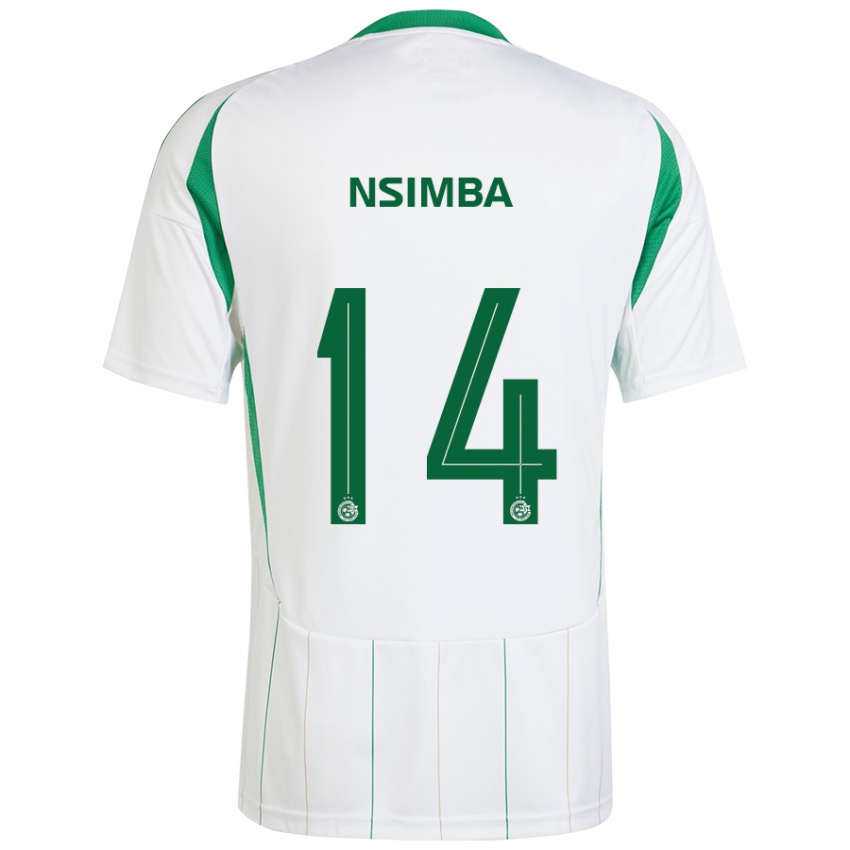 Criança Camisola Vital Nsimba #14 Verde Branco Alternativa 2024/25 Camisa