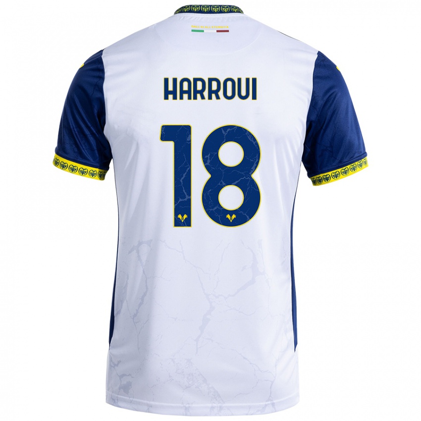 Criança Camisola Abdou Harroui #18 Azul Branco Alternativa 2024/25 Camisa