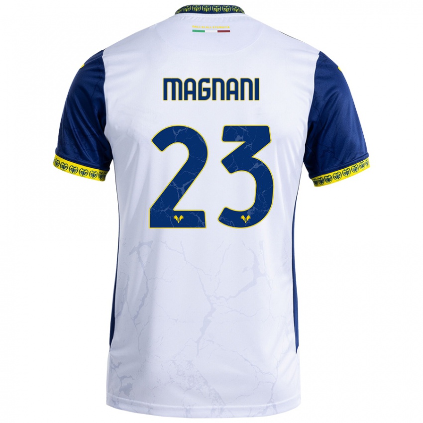 Criança Camisola Giangiacomo Magnani #23 Azul Branco Alternativa 2024/25 Camisa