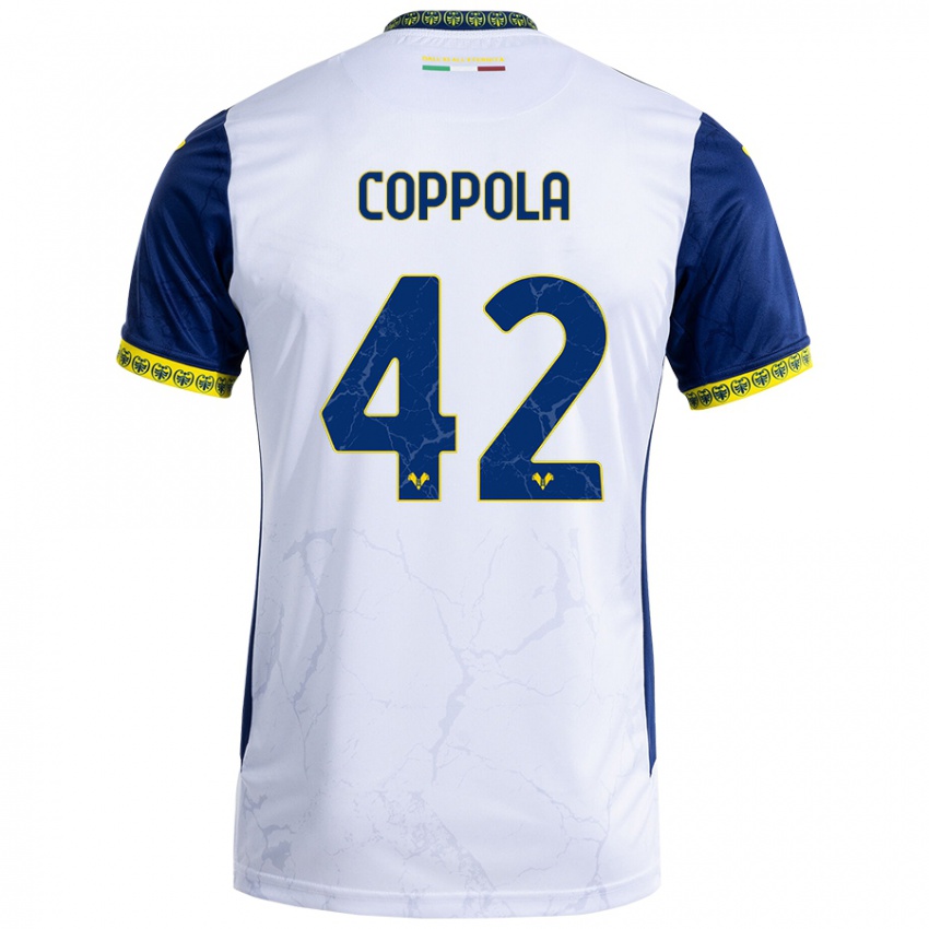 Criança Camisola Diego Coppola #42 Azul Branco Alternativa 2024/25 Camisa