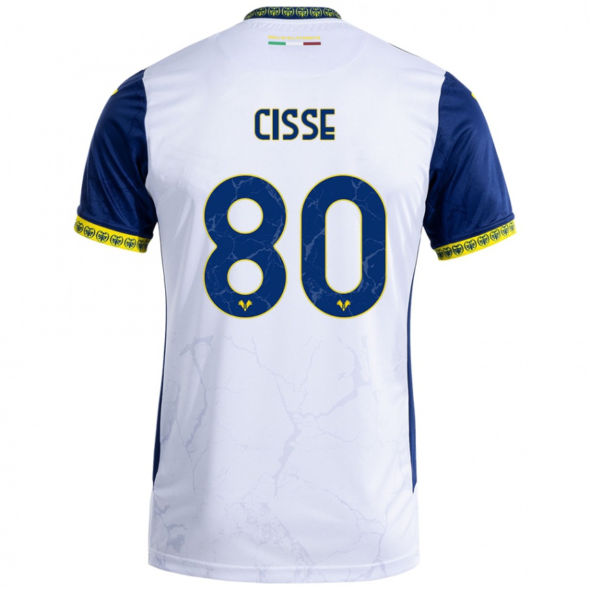 Criança Camisola Alphadjo Cissè #80 Azul Branco Alternativa 2024/25 Camisa