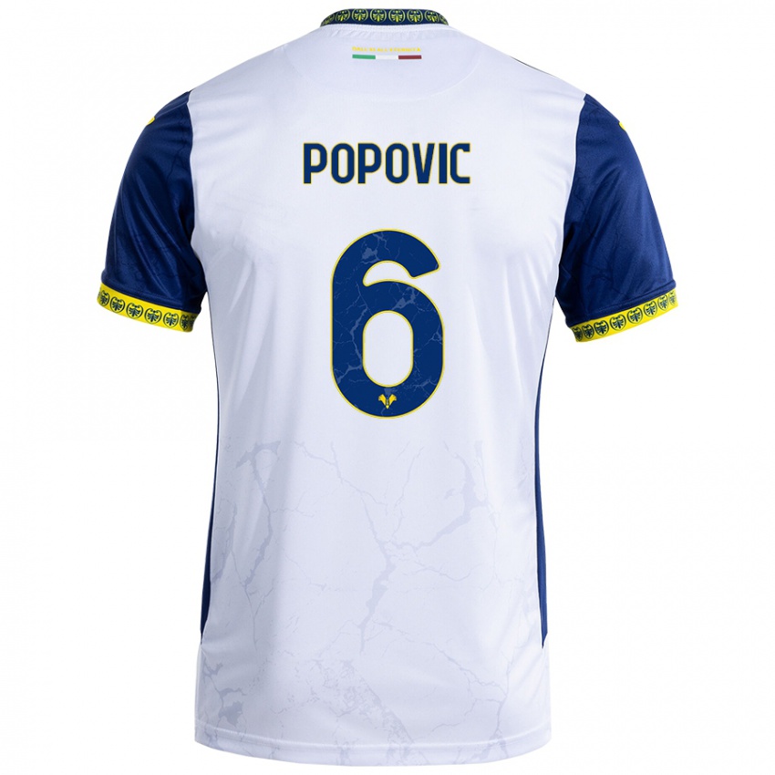 Criança Camisola Andrej Popovic #6 Azul Branco Alternativa 2024/25 Camisa