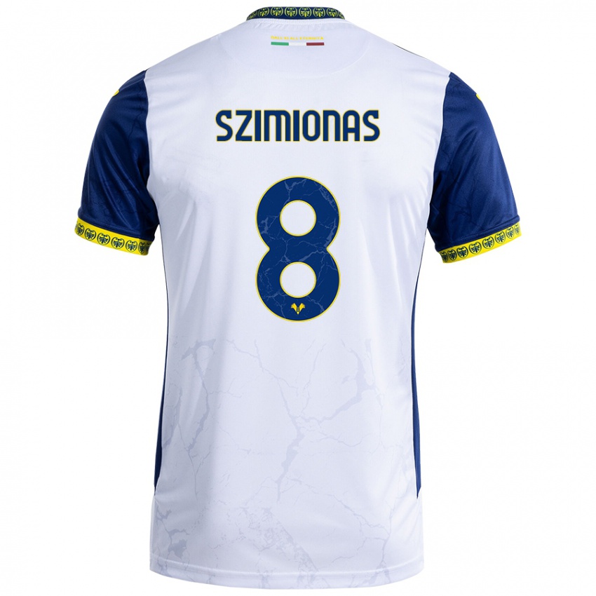 Criança Camisola Luca Szimionas #8 Azul Branco Alternativa 2024/25 Camisa