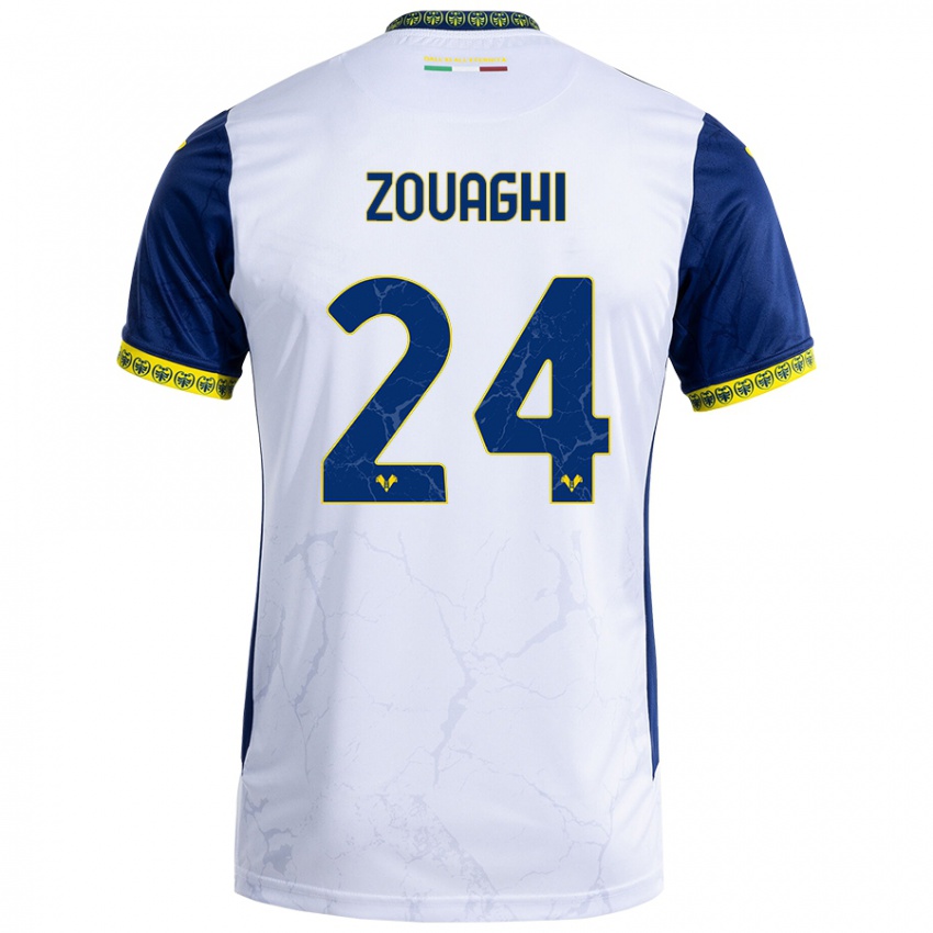 Criança Camisola Thomas Zouaghi #24 Azul Branco Alternativa 2024/25 Camisa