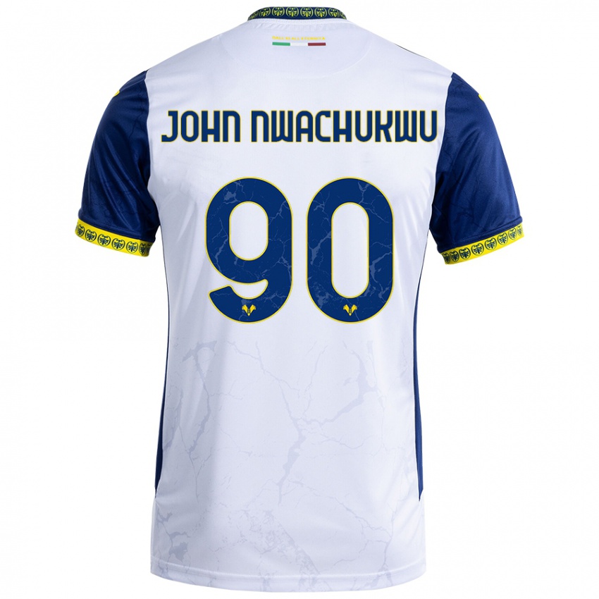 Criança Camisola Samuel John Nwachukwu #90 Azul Branco Alternativa 2024/25 Camisa