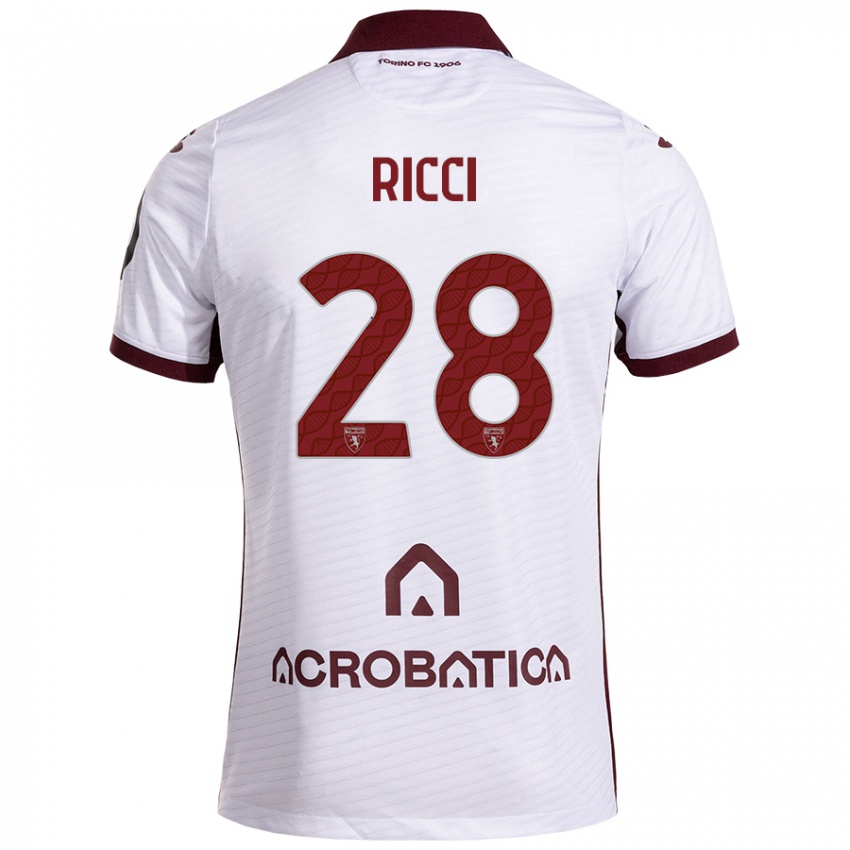 Criança Camisola Samuele Ricci #28 Castanho Branco Alternativa 2024/25 Camisa