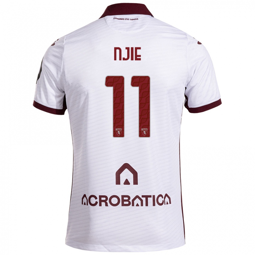 Criança Camisola Alieu Njie #11 Castanho Branco Alternativa 2024/25 Camisa