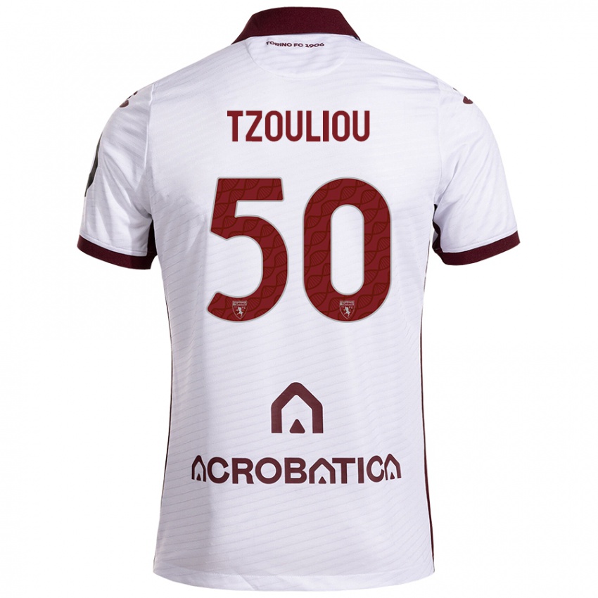 Criança Camisola Dimitrianos Tzouliou #50 Castanho Branco Alternativa 2024/25 Camisa