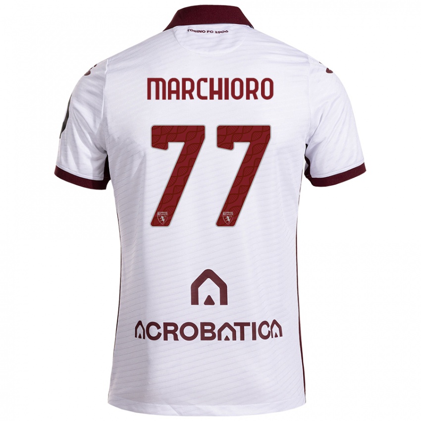 Criança Camisola Raffaele Marchioro #77 Castanho Branco Alternativa 2024/25 Camisa