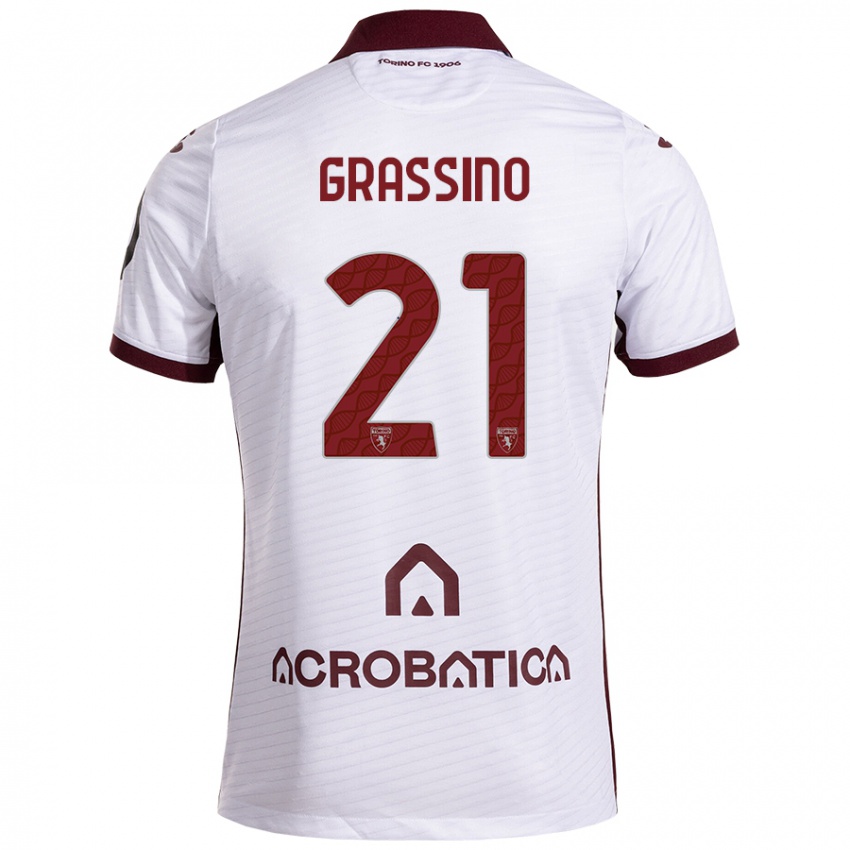 Criança Camisola Giulia Grassino #21 Castanho Branco Alternativa 2024/25 Camisa