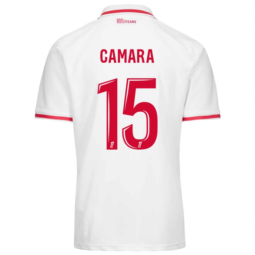 Homem Camisola Lamine Camara #15 Vermelho Branco Principal 2024/25 Camisa