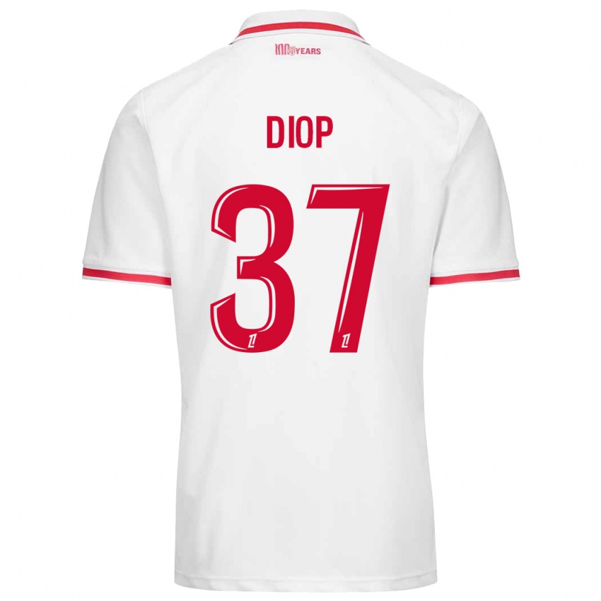 Homem Camisola Edan Diop #37 Vermelho Branco Principal 2024/25 Camisa