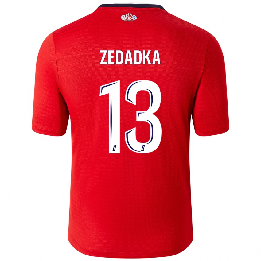 Homem Camisola Akim Zedadka #13 Branco Vermelho Principal 2024/25 Camisa