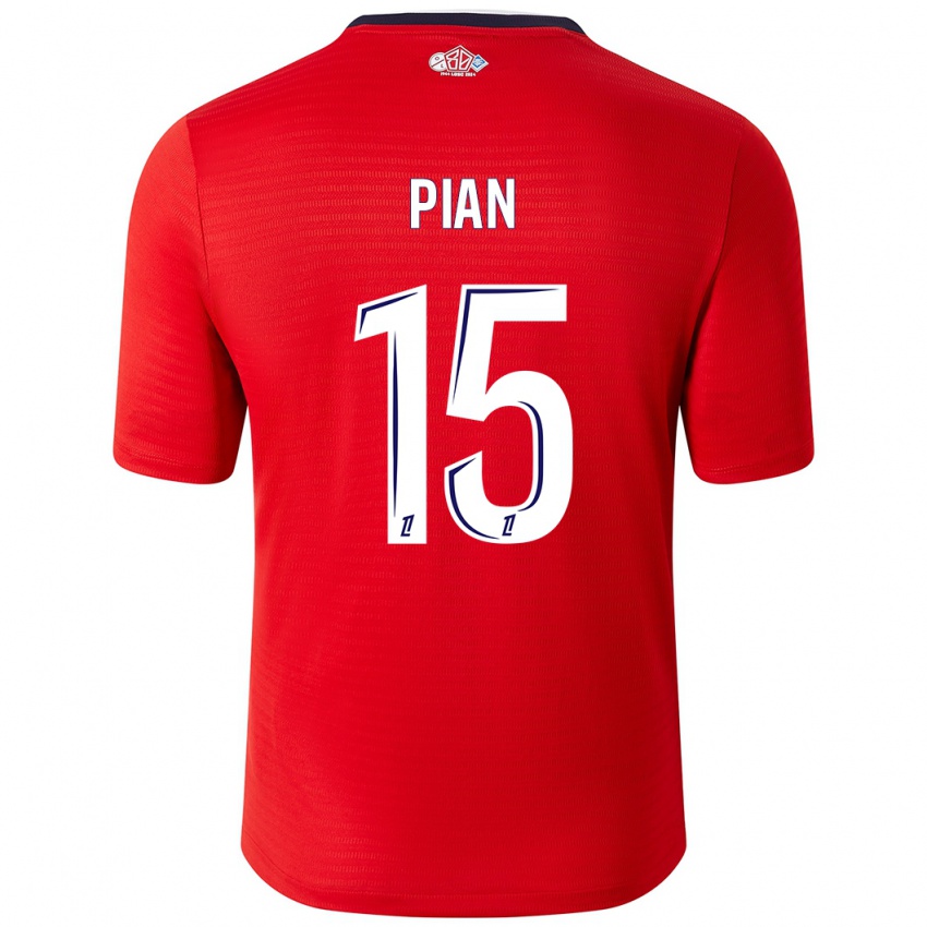 Homem Camisola Julie Pian #15 Branco Vermelho Principal 2024/25 Camisa