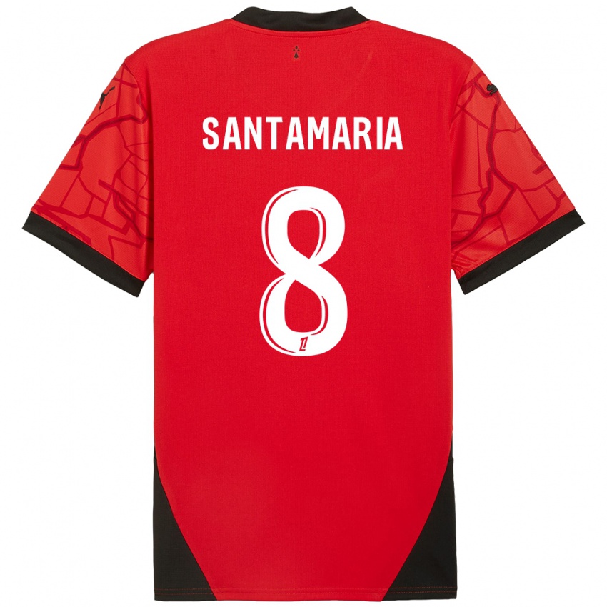 Homem Camisola Baptiste Santamaria #8 Vermelho Preto Principal 2024/25 Camisa