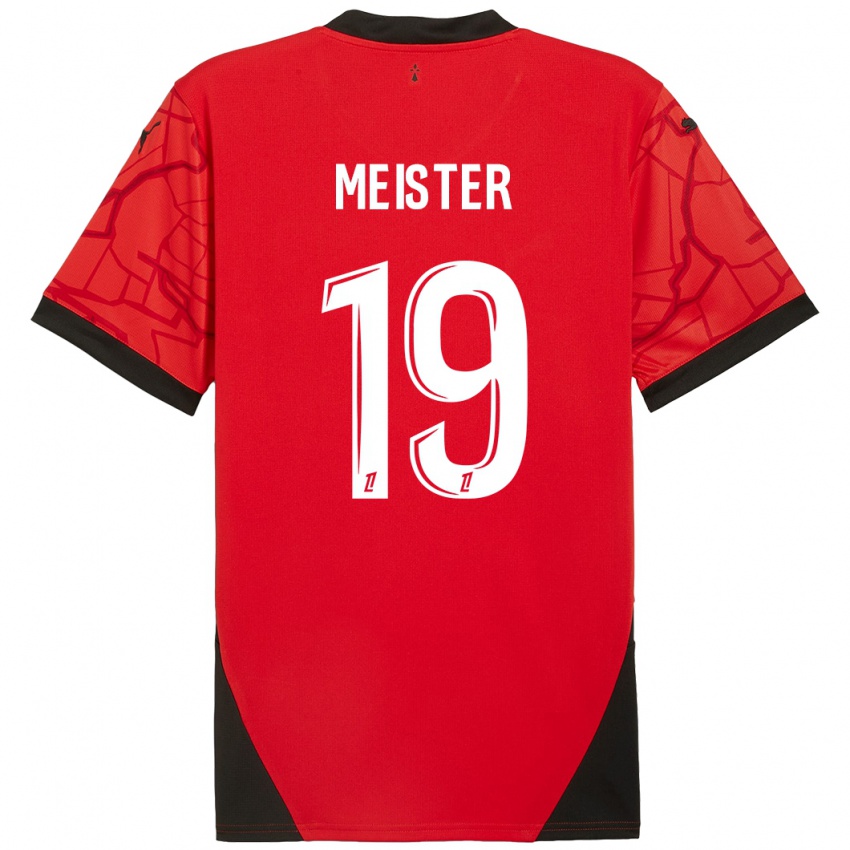 Homem Camisola Henrik Meister #19 Vermelho Preto Principal 2024/25 Camisa