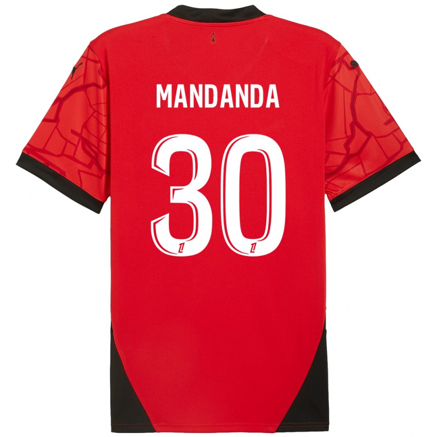 Homem Camisola Steve Mandanda #30 Vermelho Preto Principal 2024/25 Camisa