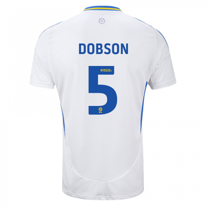 Homem Camisola Ellie Dobson #5 Azul Branco Principal 2024/25 Camisa