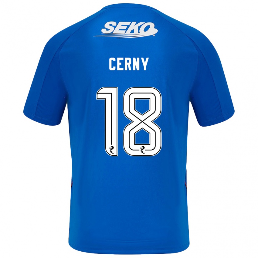 Homem Camisola Vaclav Cerny #18 Azul Escuro Principal 2024/25 Camisa