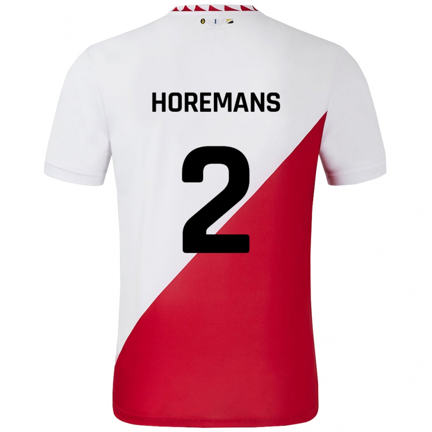 Homem Camisola Siebe Horemans #2 Vermelho Branco Principal 2024/25 Camisa