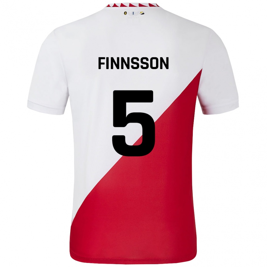 Homem Camisola Kolbeinn Finnsson #5 Vermelho Branco Principal 2024/25 Camisa