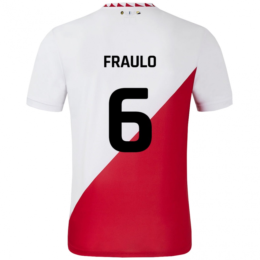 Homem Camisola Oscar Fraulo #6 Vermelho Branco Principal 2024/25 Camisa