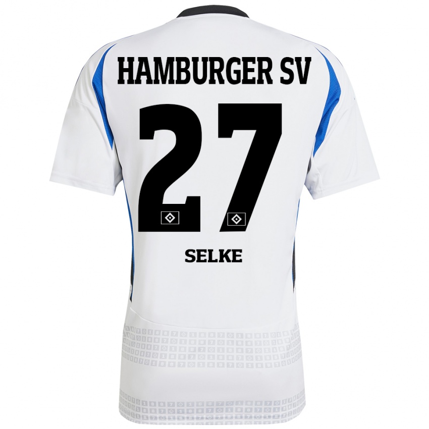 Homem Camisola Davie Selke #27 Azul Branco Principal 2024/25 Camisa