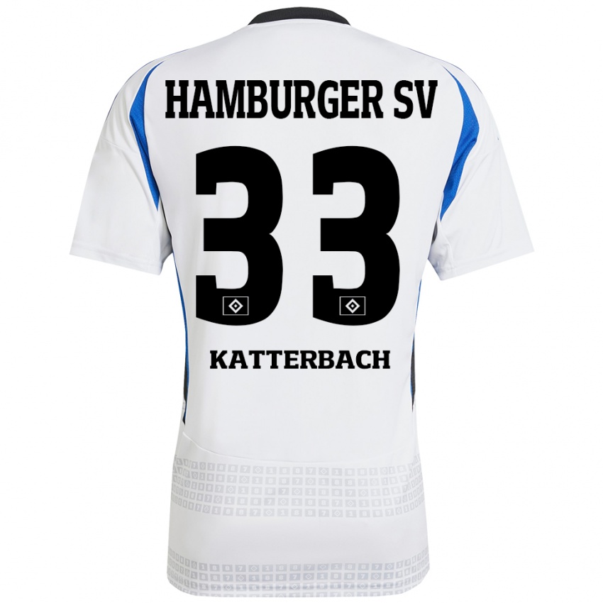 Homem Camisola Noah Katterbach #33 Azul Branco Principal 2024/25 Camisa