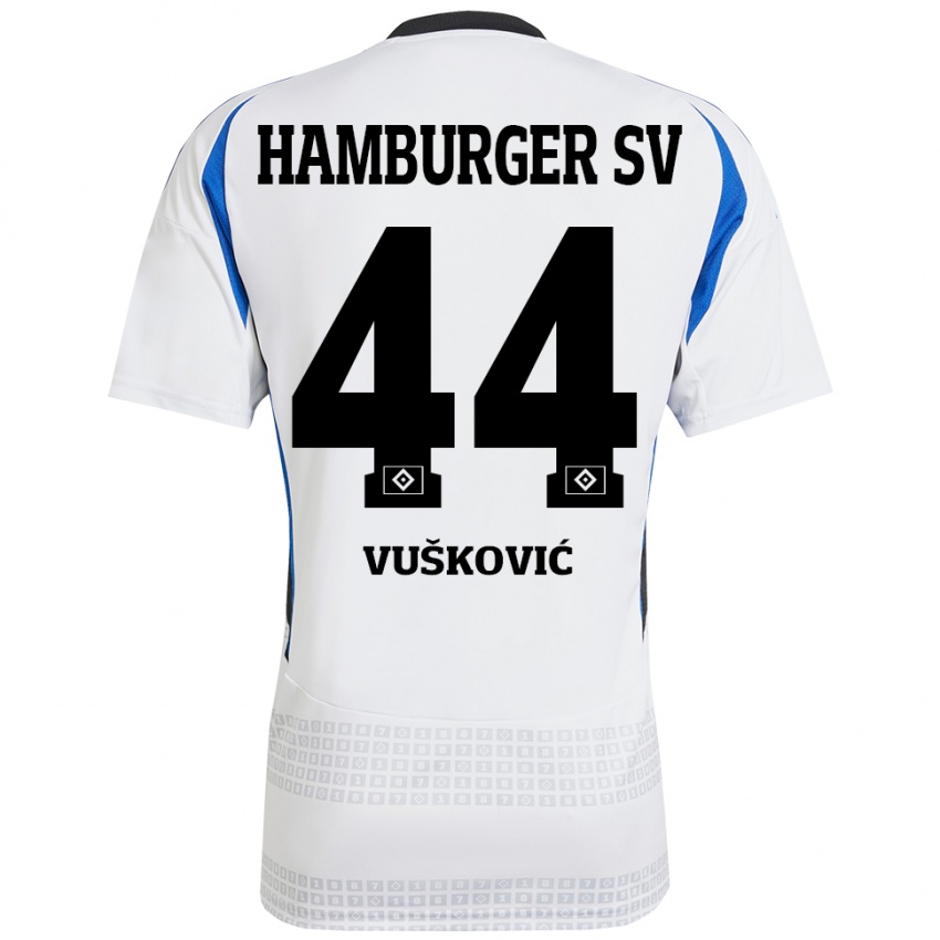 Homem Camisola Mario Vuskovic #44 Azul Branco Principal 2024/25 Camisa