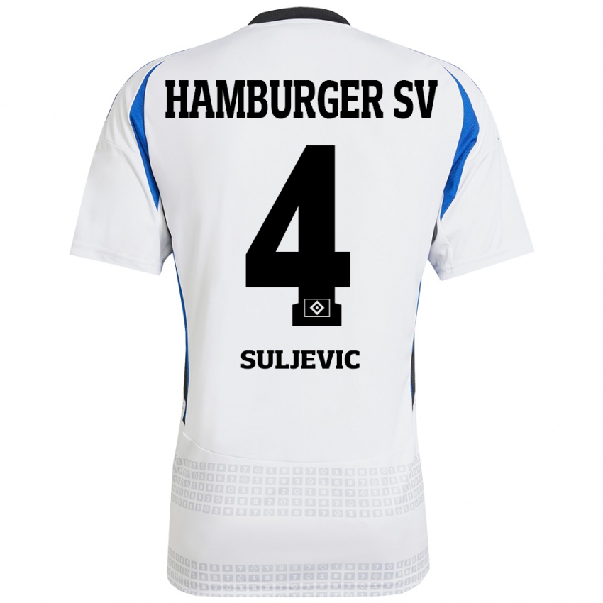 Homem Camisola Almin Suljevic #4 Azul Branco Principal 2024/25 Camisa