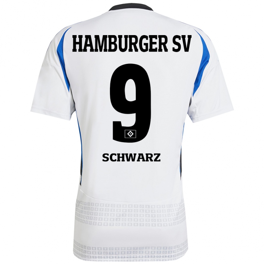 Homem Camisola Rafael Schwarz #9 Azul Branco Principal 2024/25 Camisa