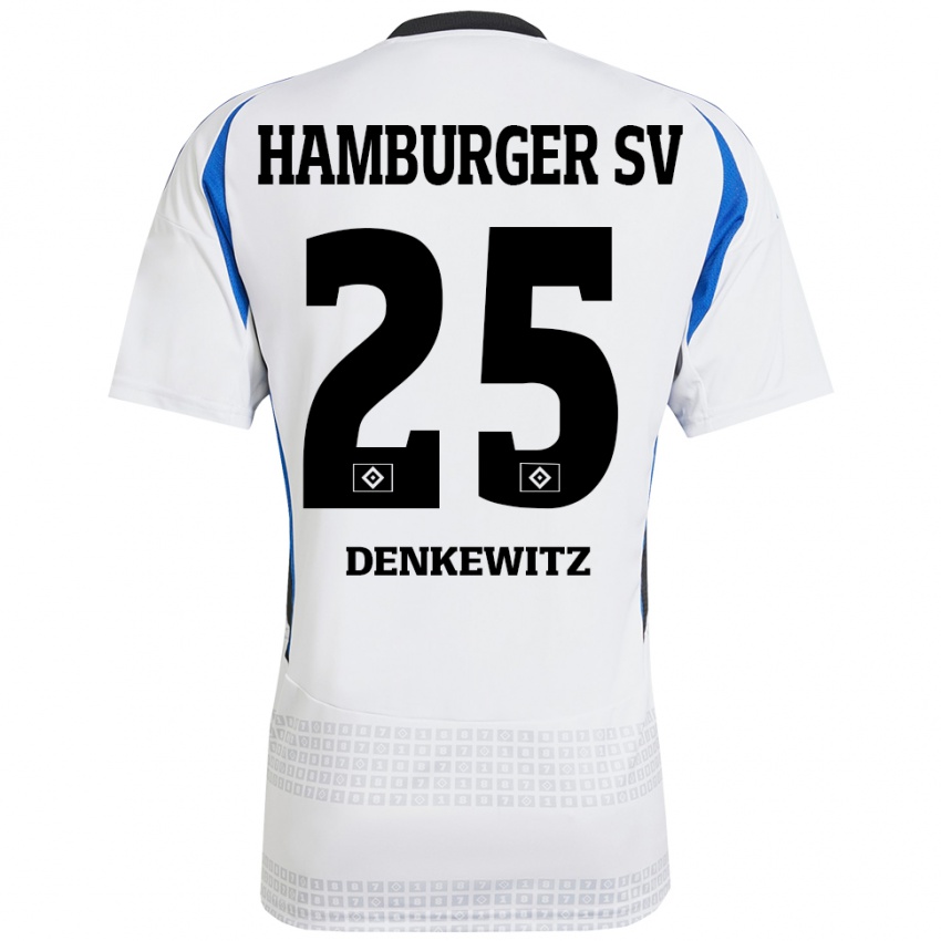 Homem Camisola Nick Denkewitz #25 Azul Branco Principal 2024/25 Camisa