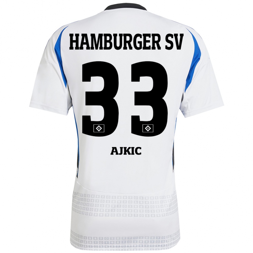 Homem Camisola Selim Ajkic #33 Azul Branco Principal 2024/25 Camisa