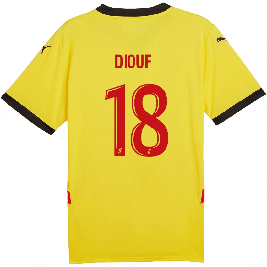 Homem Camisola Andy Diouf #18 Vermelho Amarelo Principal 2024/25 Camisa