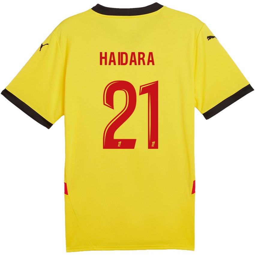 Homem Camisola Massadio Haidara #21 Vermelho Amarelo Principal 2024/25 Camisa