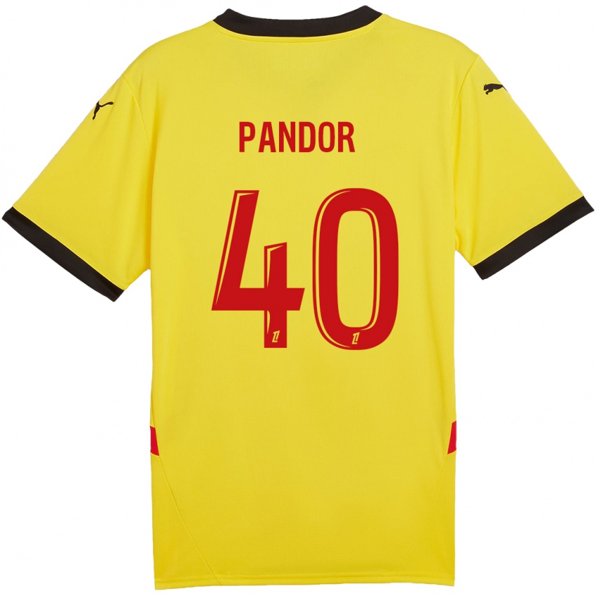 Homem Camisola Yannick Pandor #40 Vermelho Amarelo Principal 2024/25 Camisa