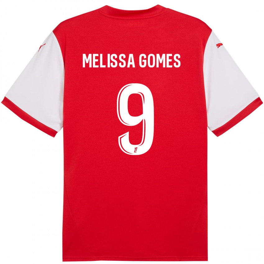 Homem Camisola Melissa Ferreira Gomes #9 Branco Vermelho Principal 2024/25 Camisa