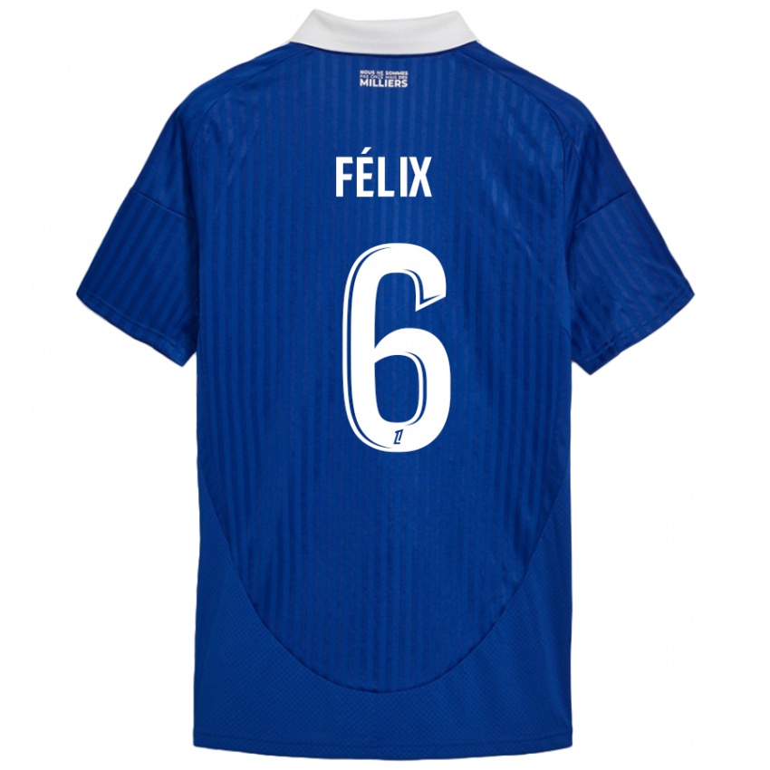 Homem Camisola Félix Lemaréchal #6 Branco Azul Principal 2024/25 Camisa