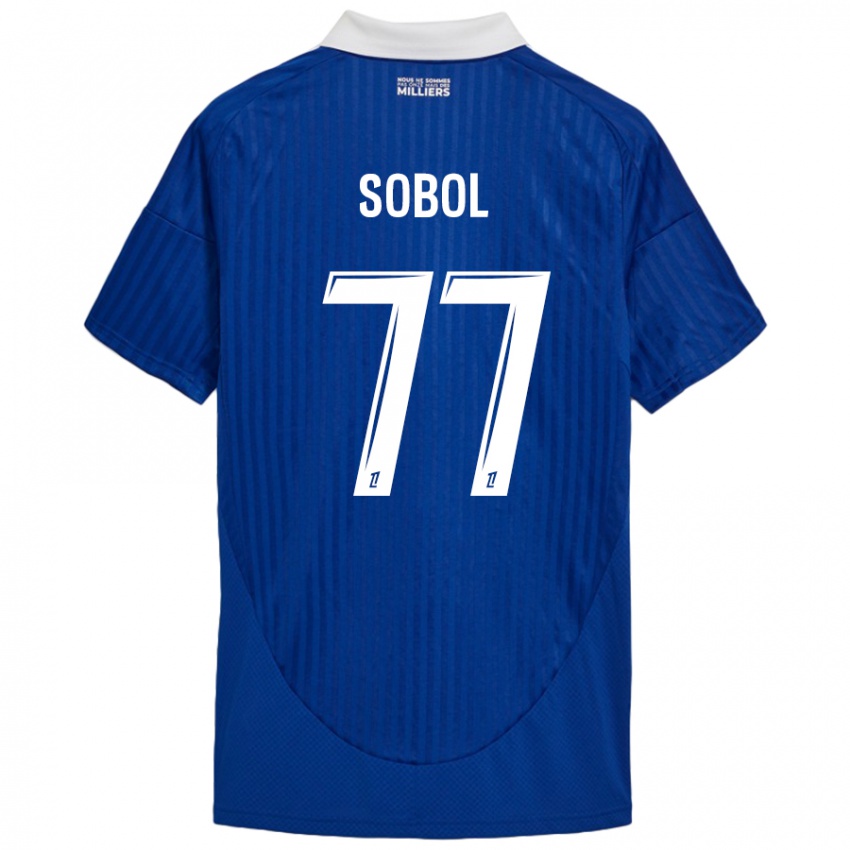 Homem Camisola Eduard Sobol #77 Branco Azul Principal 2024/25 Camisa