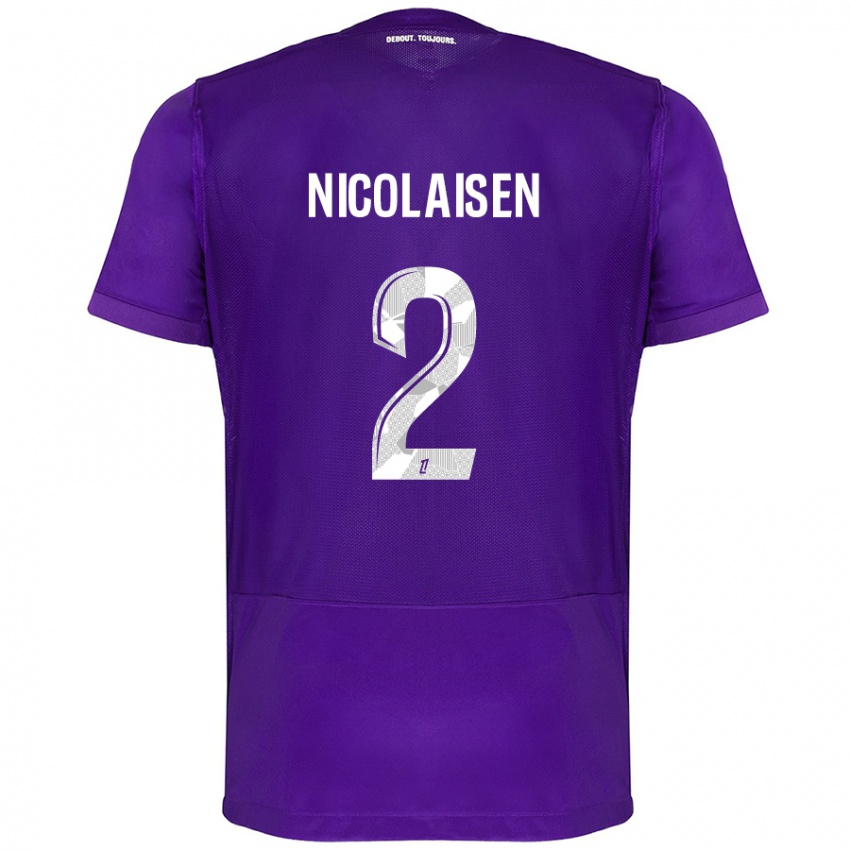 Homem Camisola Rasmus Nicolaisen #2 Branco Roxo Principal 2024/25 Camisa