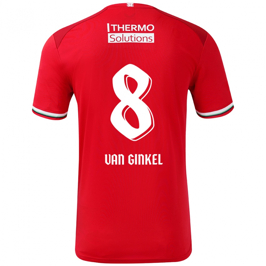 Homem Camisola Danique Van Ginkel #8 Vermelho Branco Principal 2024/25 Camisa