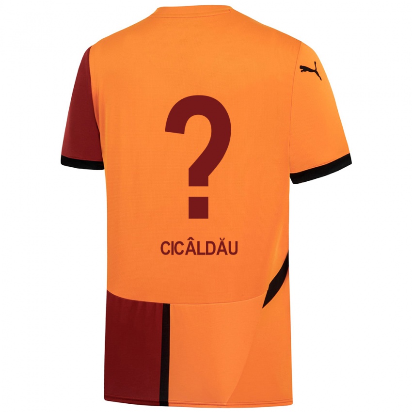 Homem Camisola Alexandru Cicâldău #0 Vermelho Amarelo Principal 2024/25 Camisa